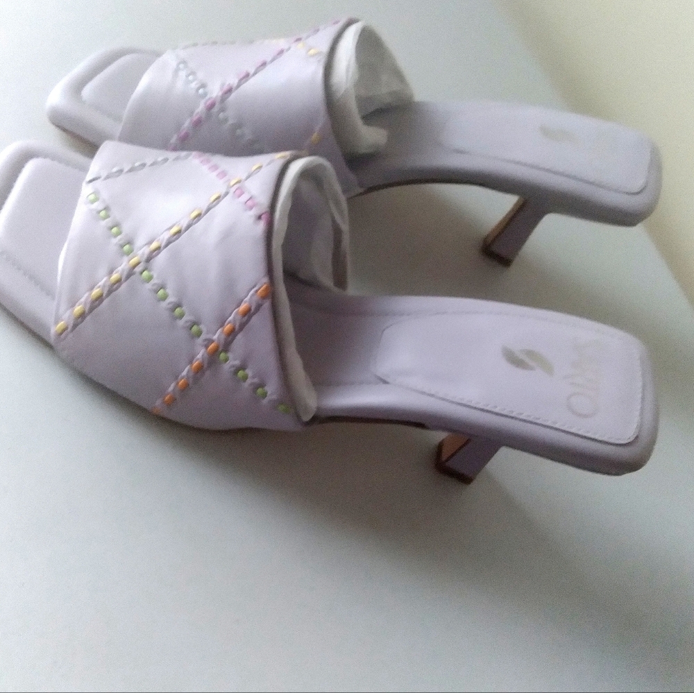 Franco Sarto‎ Leather Kitten Heel Sandal Purple Lavender Size 11